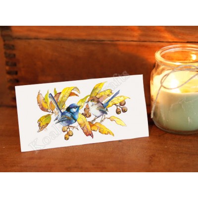 Splendid Blue Wren (with Gum Leaves) Gift Card