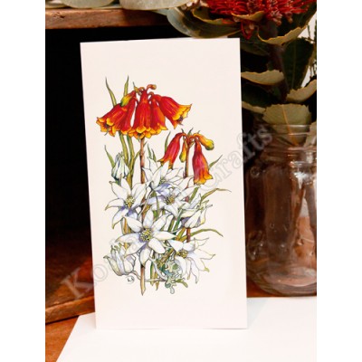 Flannel Flower & Christmas Bells Greeting Card