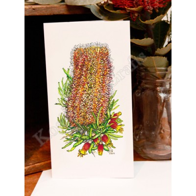 Hairpin Banksia & Native Fuchsia Greeting Card